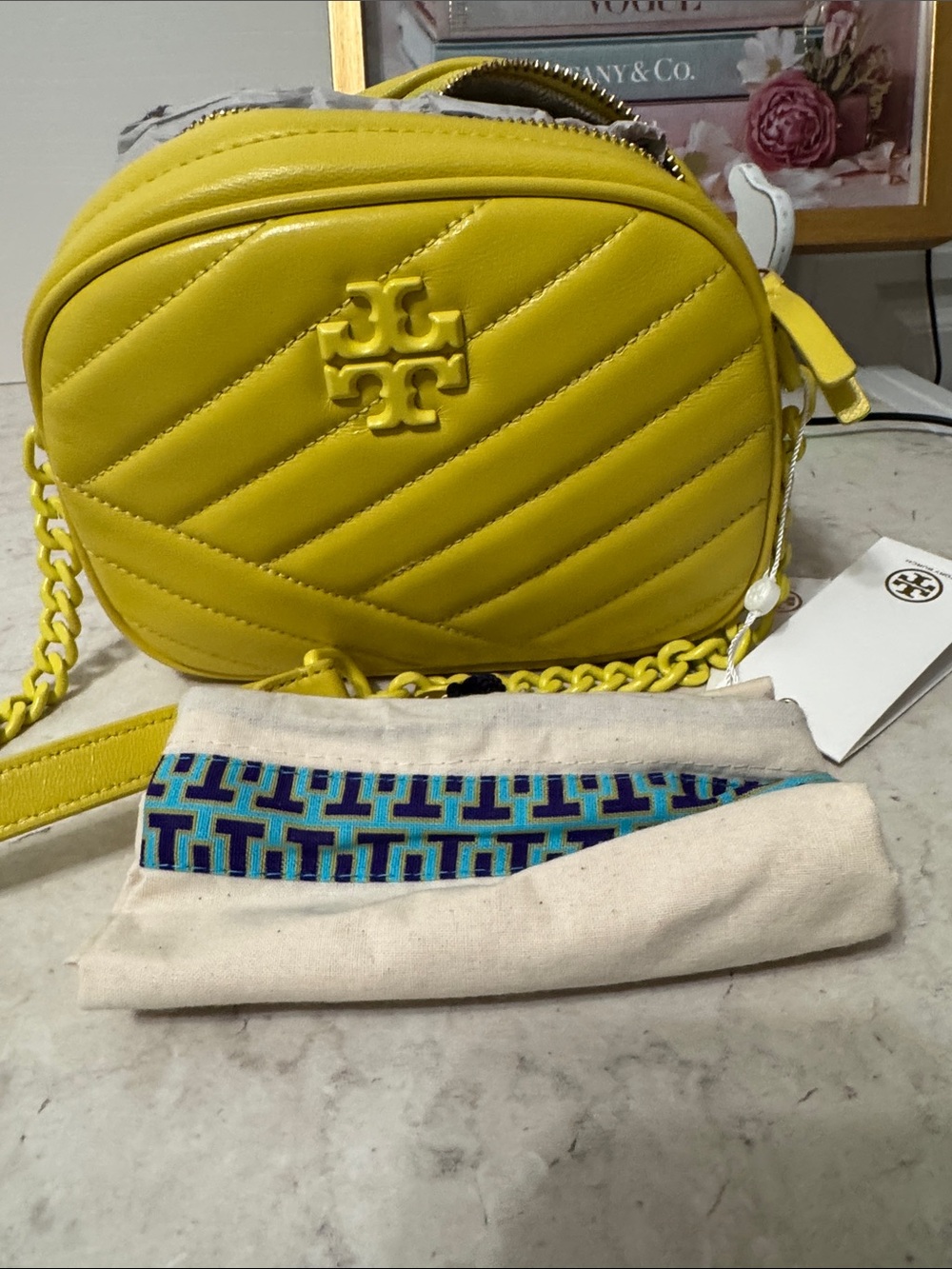 Tory Burch Kira Lemon Quilted Leather Crossbody NWT and Dusty - Picture 6 of 6